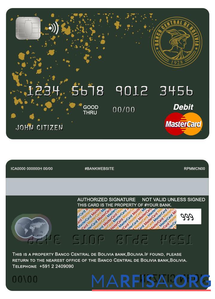 Downloadable Bolivia Banco central de Bolivia bank master card download for verification